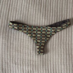 EUC Acacia Green and Brown Checkered Bikini Bottom
